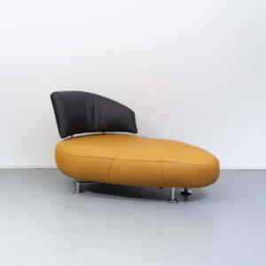 Leolux Kikko chaise longue maïsgeel/zwart nieuwstaat!