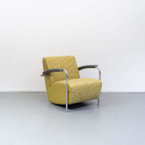 Leolux Scylla fauteuil geel rondjes motief