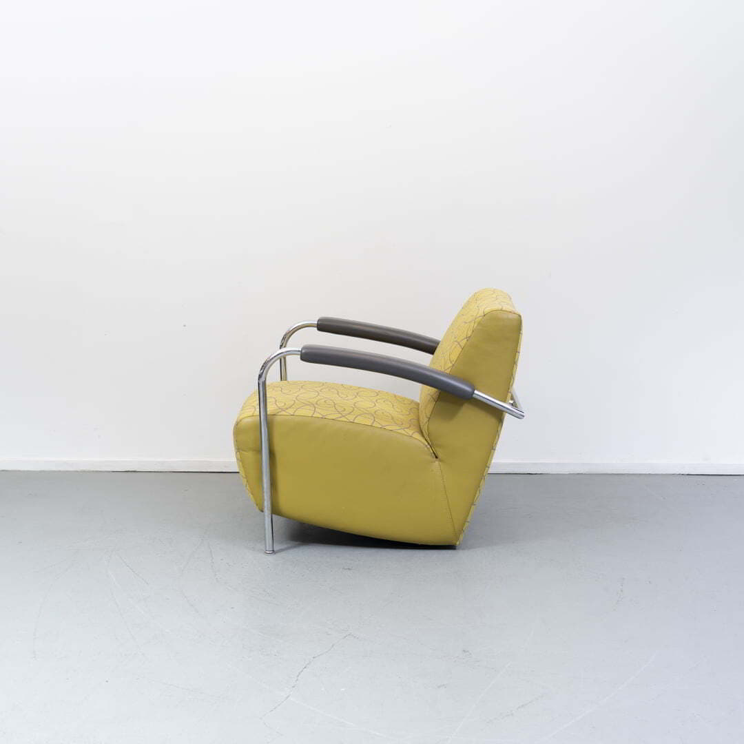 Leolux Scylla fauteuil geel rondjes motief - Zillions: nieuw en