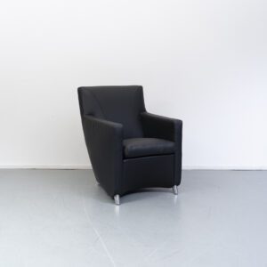 Leolux Dolcinea Fauteuil Zwart Leer - Aluminium Frame