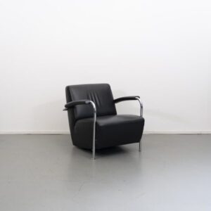 Leolux Scylla fauteuils zwart leder