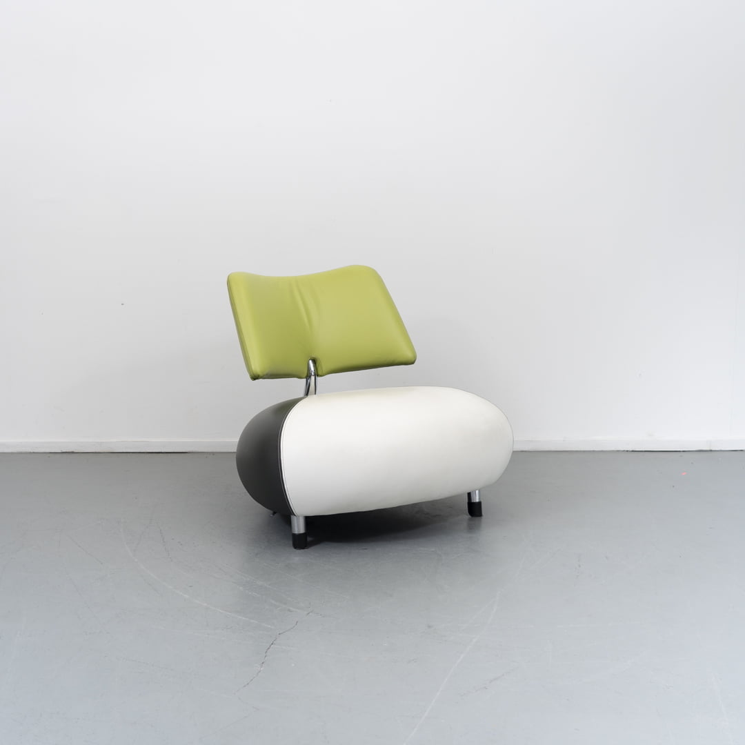 1x Leolux Pallone Pa fauteuil wit/antraciet/groen