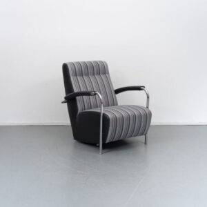 Leolux Scylla fauteuil grijs/zwart gestreepte stof