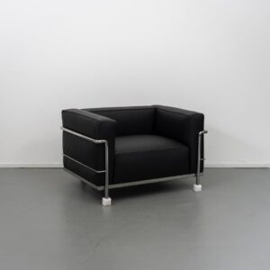 Cassina LC3 Le Corbusier Fauteuil Zwart Leer - Chroom