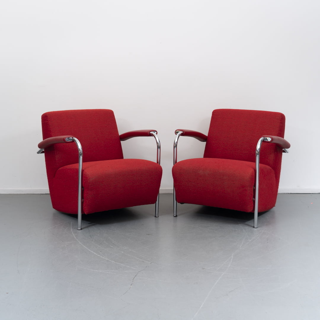 Leolux Scylla fauteuil lage rug rode stof