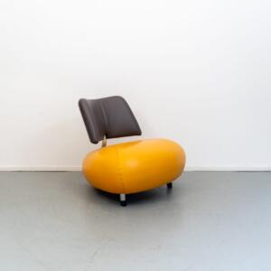 Leolux Pallone fauteuil geel / donkerbruin