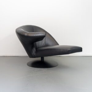 Leolux Parabolica Fauteuil Links Zwart Leer - Zwart Frame
