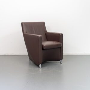 Leolux Dolcinea Fauteuil Bruin Leer - Aluminium Frame