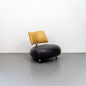 Leolux Pallone Fauteuil Aubergine/Geel Leer - Chroom