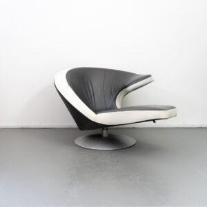 Leolux Parabolica Fauteuil Rechts Grijs/Wit Leer - Aluminium