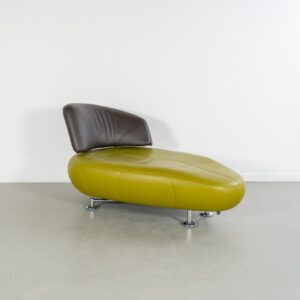 Leolux Kikko Chaise Longue Links Groen/Bruin - Chroom