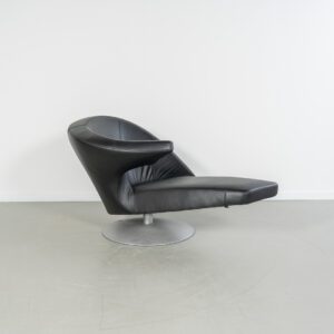 Leolux Parabolica Fauteuil Links Zwart Leer - Aluminium