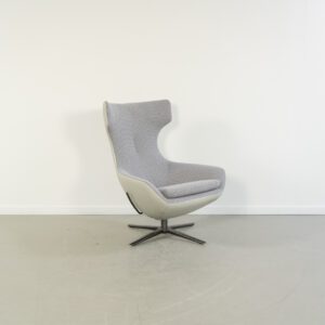 Leolux Caruzzo Fauteuil Groen Leer/Grijs Stof - Zwart