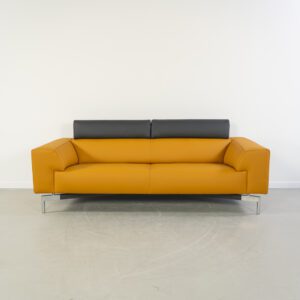 Leolux Howlo 3-zits/220cm Bank Maïsgeel/Zwart - Leer