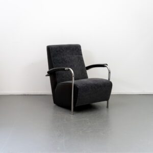Leolux Scylla Fauteuil Hoog Zwart Stof - Chroom