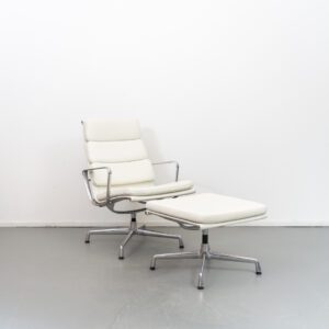 Vitra Eames Set EA 216 + 223 SoftPad Wit Leer - Gepolijst