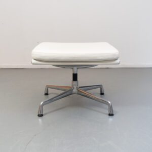 Vitra Eames EA 223 Soft Pad Hocker Wit Leer - Gepolijst