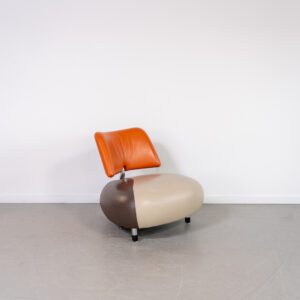 Leolux Pallone Fauteuil Beige/Bruin/Oranje - Chroom