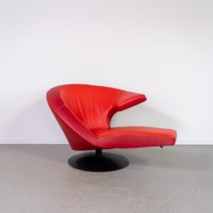 Leolux Parabolica Fauteuil Oranje/Rood Leer - Zwart