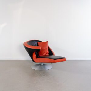 Leolux Parabolica Fauteuil Oranje/Zwart Leer - Aluminium