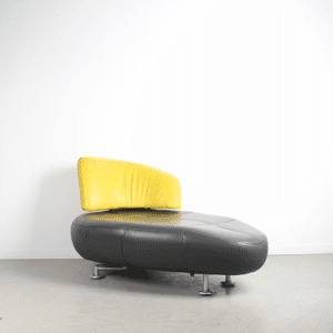 Leolux Kikko Chaise Lounge Zwart/Geel - Leer