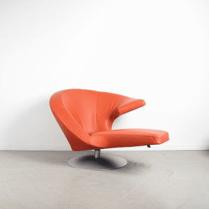 Leolux Parabolica Fauteuil Senso Cinnabar Leer – Aluminium