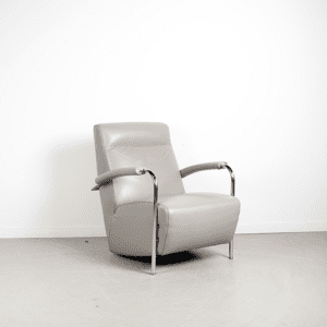 Leolux Scylla Fauteuil Hoog Grijs Leer – Chroom