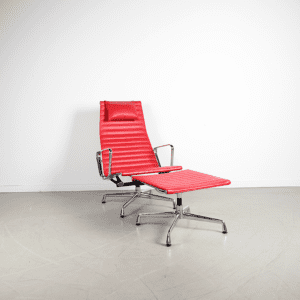 Vitra Eames EA 124 + 125 Set Rood Leer – Chroom