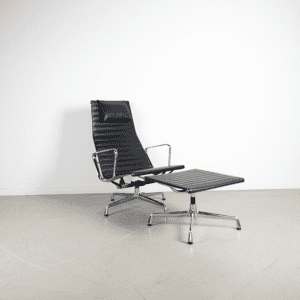 Vitra Eames EA 124 + 125 Set Zwart Leer – Chroom