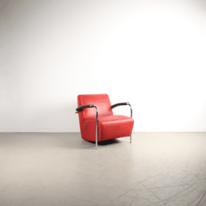 Leolux Scylla Fauteuil Rood Leer - Chroom