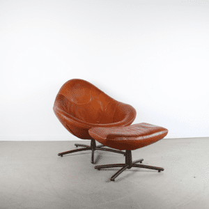 Label Hidde Fauteuil Donker Cognac Leer – Zwart