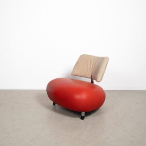 Leolux Pallone PA Fauteuil Rood Leer – Hocker