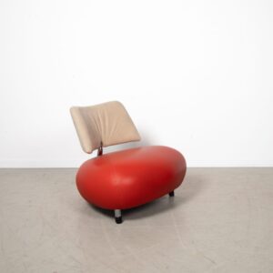 Leolux Pallone PA Fauteuil Rood Leer – Hocker