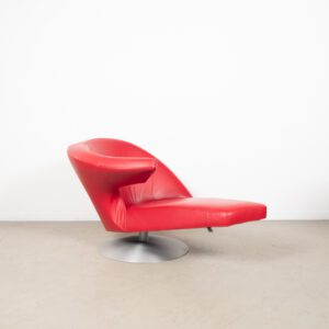 Leolux Parabolica Fauteuil Rood Leer – Aluminium