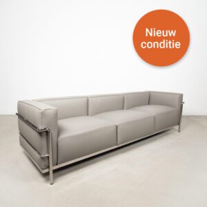 Cassina Bank LC3 3-Zits Lichtgrijs Leer - Chroom