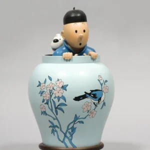 Kuifje & Bobby in Vaas Blauwe Lotus 28 cm Pixi