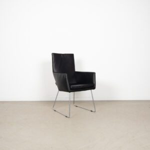Label Donna Stoel Zwart Leer - Chroom