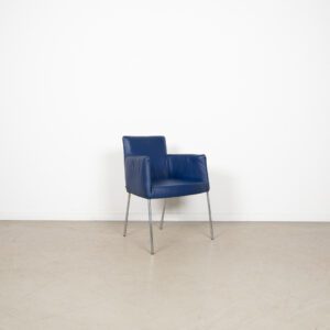 Label Tiba Stoel Kobaltblauw Leer - Chroom