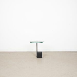 Metaform HK-2 Bijzettafel Rond Glas/Zwart Graniet Ø40 cm - Chroom