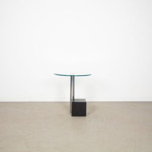 Metaform HK-2 Bijzettafel Rond Glas/Zwart Graniet Ø50 cm - Chroom