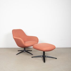 Pode Spot Fauteuil Oranje Stof + Hocker