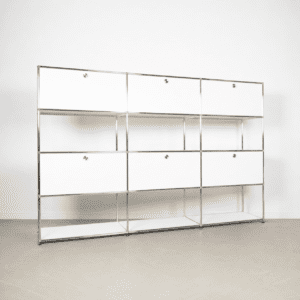 USM Haller Modulaire Kast Wit Gepoedercoat Staal – Chroom
