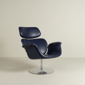 Artifort Big Tulip Fauteuil Donkerblauw Leer