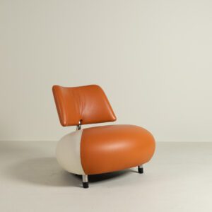 Leolux Pallone Pa Fauteuil Oranje/Crème Leer