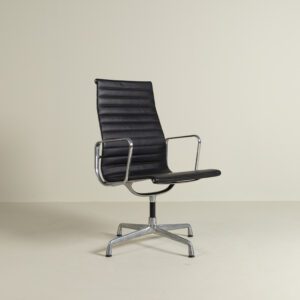 Vitra Eames EA112 Bureaustoel Zwart Leer - Aluminium