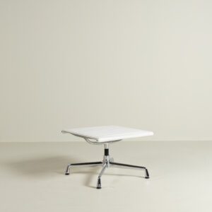 Vitra Eames EA125 Hocker Wit Leer - Chroom