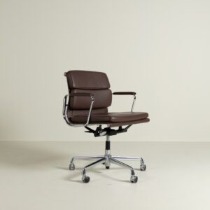 Vitra Eames EA217 Soft Pad Bureaustoel Bruin Leer - Chroom