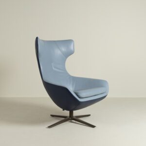 Leolux Caruzzo Fauteuil Lichtblauw/Donkerblauw Leer