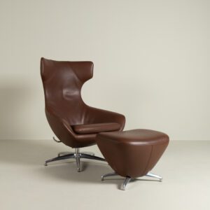 Leolux Caruzzo Plus Fauteuil Bruin Leer + Hocker