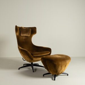 Leolux Caruzzo Plus Fauteuil Goudbruin Stof + Hocker